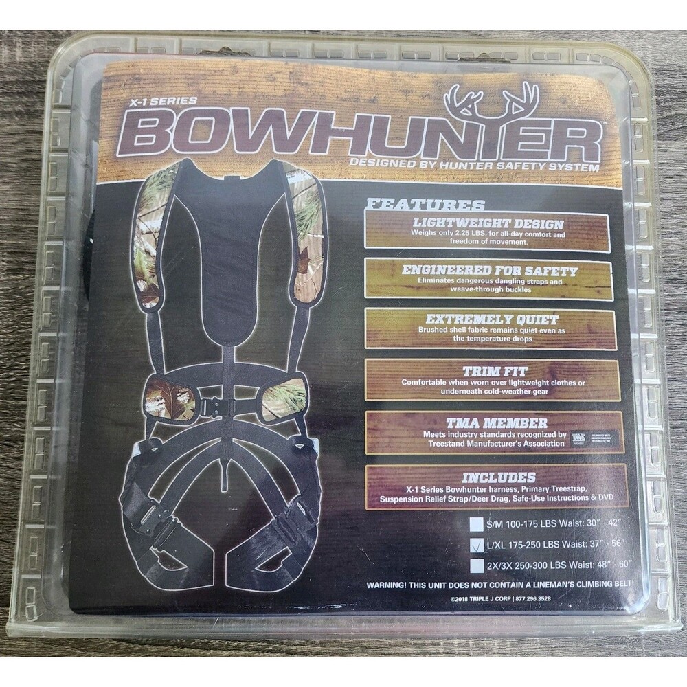 Hunter Safety System X-1 Bowhunter Harness - Size L/XL - New In Box - Treestand